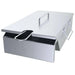 Sunstone deep fryer grill insert with stainless lid and side handles, basket handle visible through front opening.