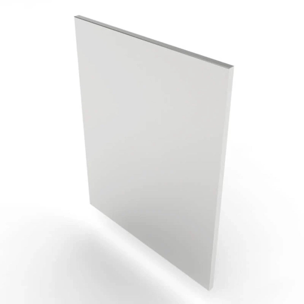Front perspective of the Sunstone SCC27EP 304 stainless steel universal base end panel for 27-inch depth outdoor kitchen cabinets, featuring a clean brushed metal finish.