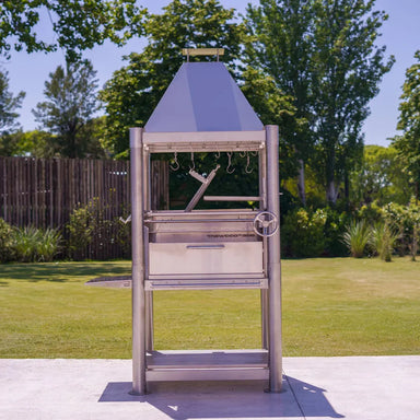 Tagwood BBQ BBQ02SS stainless steel Argentine grill front view with adjustable crank system