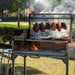 Tagwood BBQ03SS Santa Maria grill cooking steaks hanging over open fire