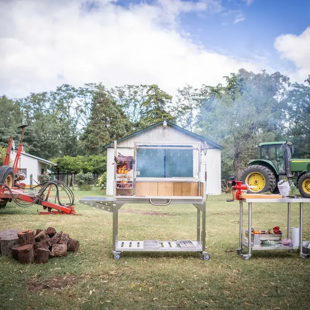 Tagwood BBQ03SS Santa Maria grill outdoor farm setup cooking over wood fire