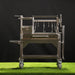 Tagwood BBQ03SS Mini Santa Maria grill 304 stainless steel front view on cart with hooks and crank lift
