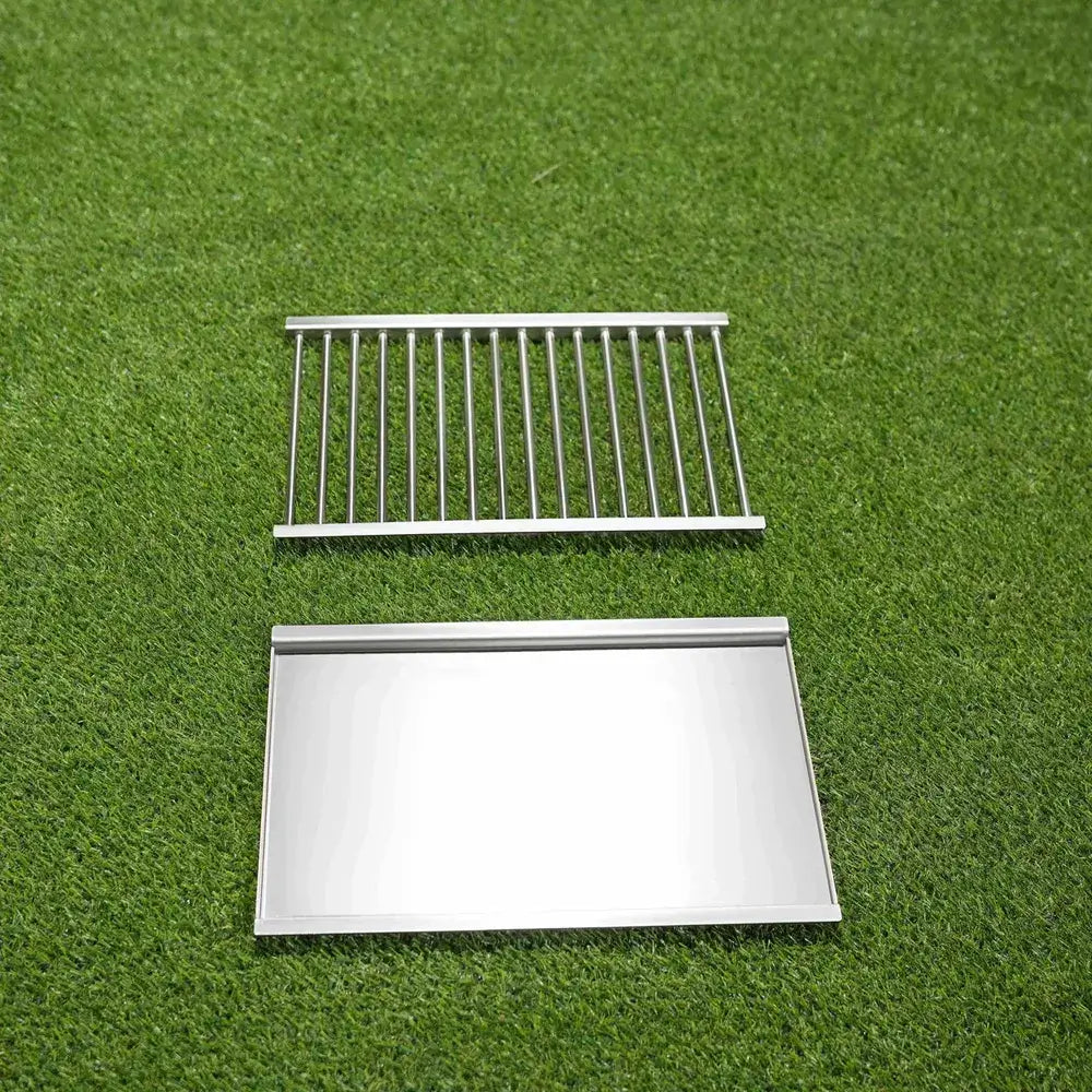 Tagwood BBQ03SS Mini Santa Maria grill accessories including stainless grill grate and flat griddle