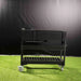 Tagwood BBQ18SI Argentine grill rear view on wheeled cart with storage shelf