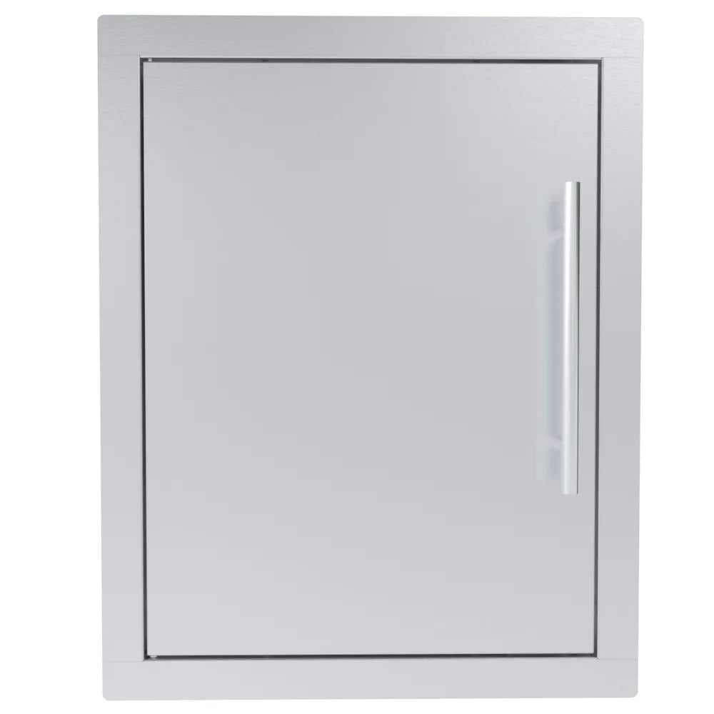 Sunstone TEX-16SD 16" reversible access door in 304 stainless steel, flush-mount outdoor kitchen storage door with handle.
