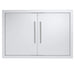 Sunstone TEX-DD30 30" access doors in 304 stainless steel, double-door outdoor kitchen cabinet insert with vertical handles.