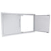 Sunstone TEX-DD36 36-inch double access doors with one door open, showing flush frame and left/right hinge installation.