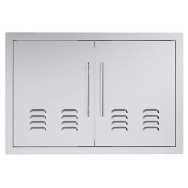 Sunstone TEX-DDV30 30" vented double access doors in 304 stainless steel, flush-mount outdoor kitchen cabinet doors with vents.