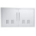 Sunstone TEX-DDV36 36" vented double access doors in 304 stainless steel, flush-mount outdoor kitchen cabinet doors with vents and handles.