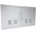 Angled view of Sunstone TEX-DDV36 36-inch vented stainless double access doors for outdoor BBQ island storage and ventilation.