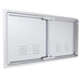 Rear view of Sunstone TEX-DDV36 36" vented double access doors showing stainless mounting frame, hinge hardware, and reinforced panels.