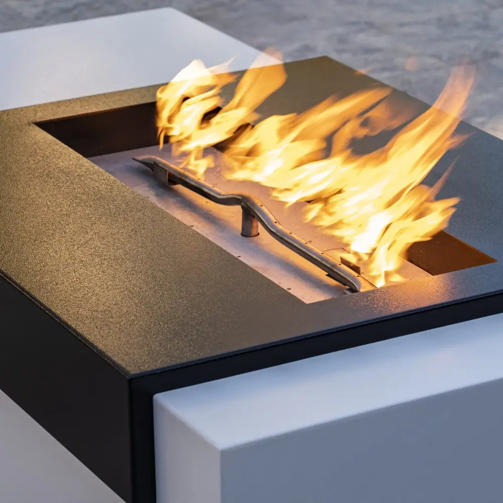 The Outdoor Plus Moonstone Fire Pit – Black & White Fire Setup