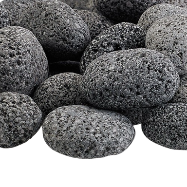 Travertine TessaRai Tumbled Lava Rock, a smooth and durable volcanic rock accessory for fire and water features.