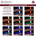 Infographic chart displaying the 8 different LED interior lighting color options—including White, Red, Orange, Yellow, Green, Cyan, Blue, and Purple—available on the Allavino Reserva Series wine refrigerator.