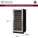 Size and dimensions infographic for Allavino VSW11955S-1SL wine refrigerator, showing a height of 55 3/8 inches, width of 23 1/2 inches, and depth of 26 3/4 inches.