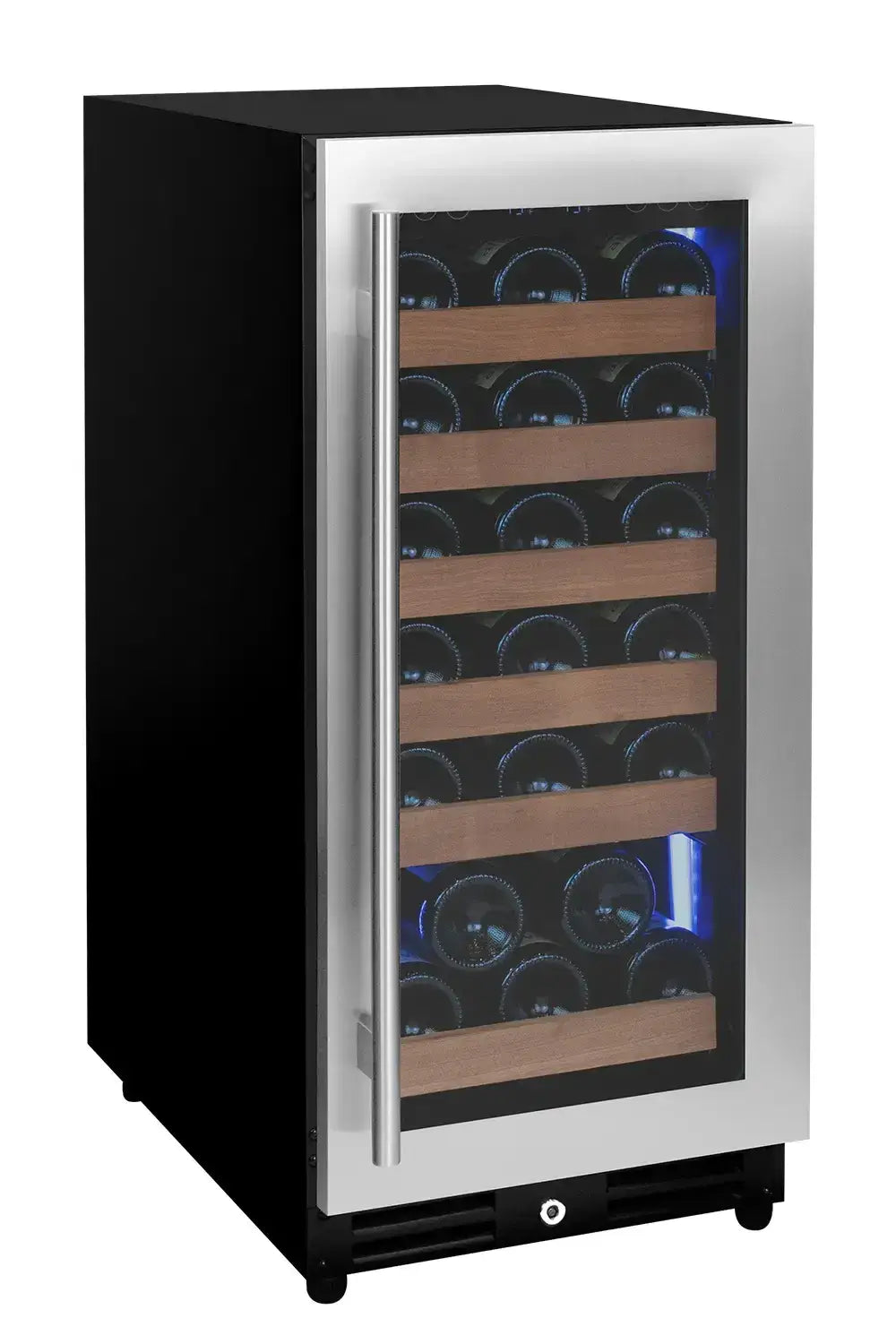 Allavino Reserva 15" single-zone wine refrigerator, stainless steel trim, right hinge, 30 bottles.