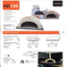 Technical specifications and detailed dimensions for the WPPO Commercial Range AD120 wood-fired oven.
