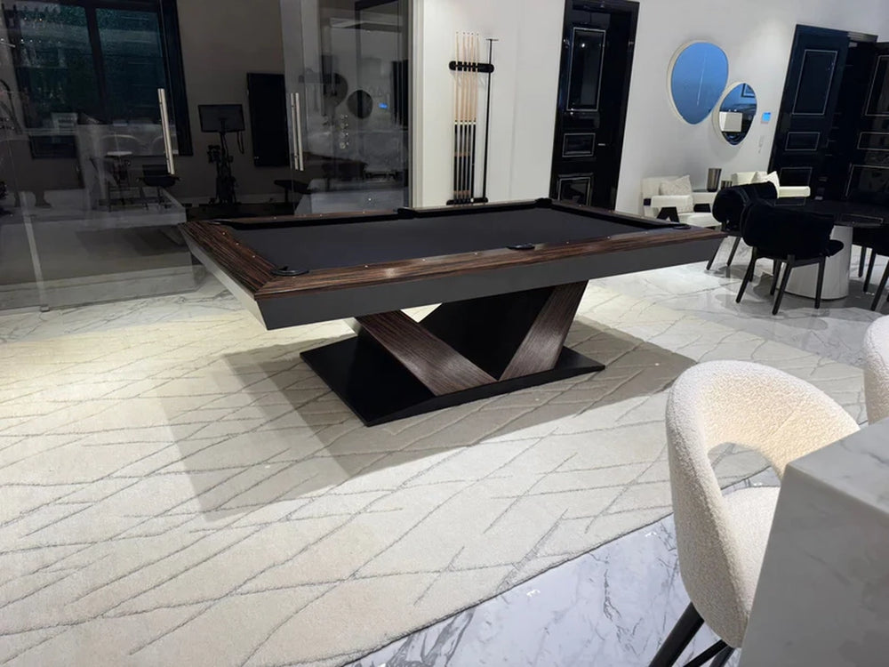 Luxury Meridian Pool Table with Black Top – Designer Home Setting