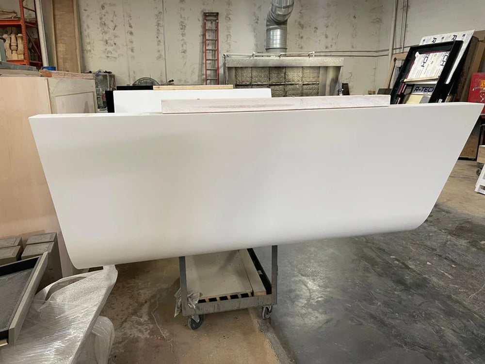 White Billiards Sofia pool table base under construction in workshop