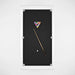 Top-down view of White Billiards Sofia slate table with black felt and cue