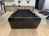 Front-facing view of White Billiards Sofia minimalist billiard table in matte black