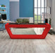 White Billiards Sofia luxury red pool table in contemporary home office setup