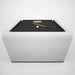 Front view of White Billiards Sofia designer pool table with sleek white frame and black felt