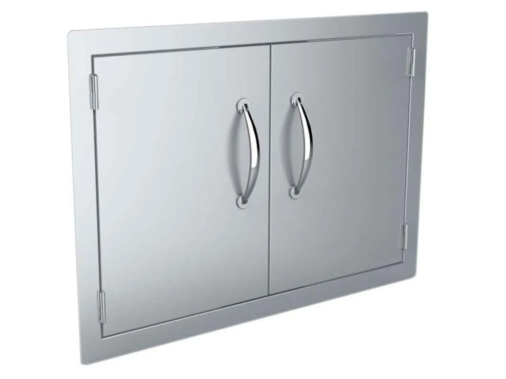 Sunstone A-DD30 30" double access door – flush-mount 304 stainless outdoor kitchen door with dual handles and clean recessed panel styling.