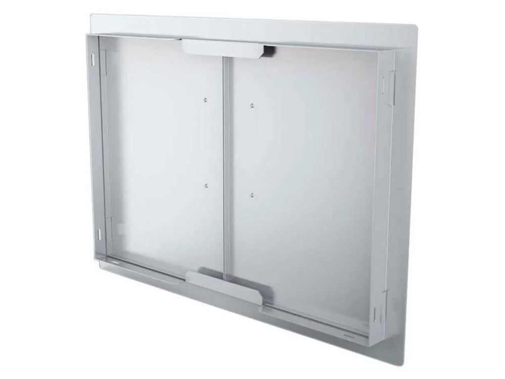 Back view of Sunstone A-DD30 showing flush mounting frame and inner support – 30" wide double-door access panel for BBQ island installations.