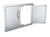 Sunstone A-DD30 shown partially open – demonstrates interior opening and hinge layout for quick service access behind the grill island.