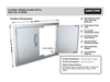 Sunstone A-DD30 Classic Series flush style – product & cutout dimensions plus construction details (304 SS, pre-drilled holes, magnets, reversible hinges).