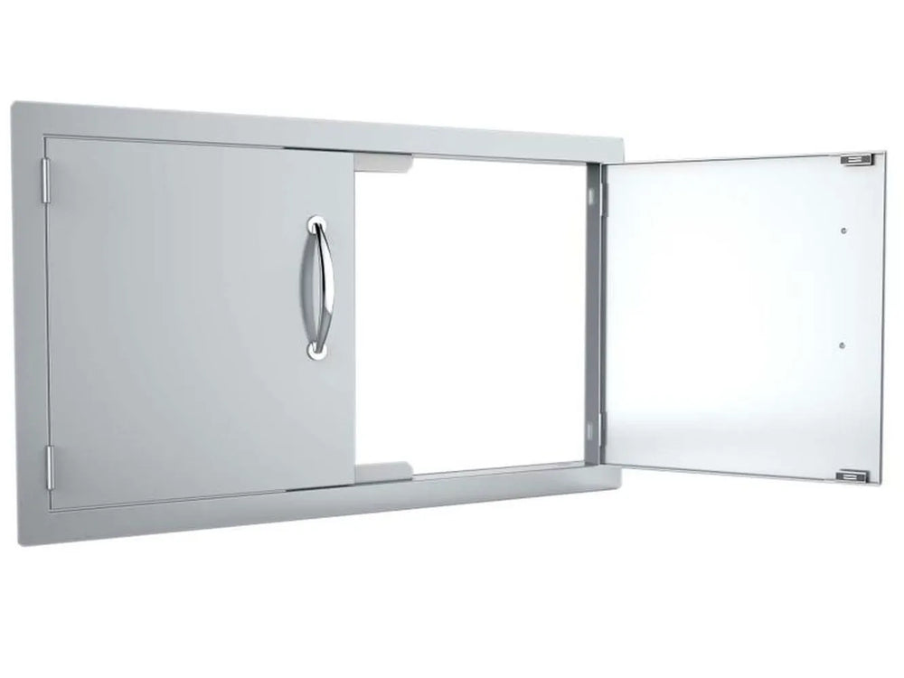 Sunstone A-DD36 partially open – demonstrates wide access opening and hinge/magnet placement.
