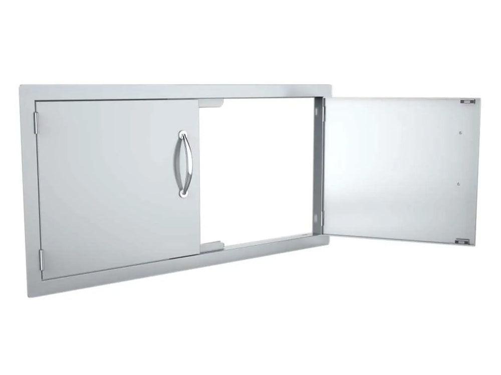 Sunstone A-DD42 partially open – shows the large access opening and hinge/magnet locations.