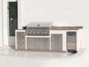 Outdoor kitchen island example featuring Sunstone stainless doors/drawers, including a double access door used for under-counter storage.