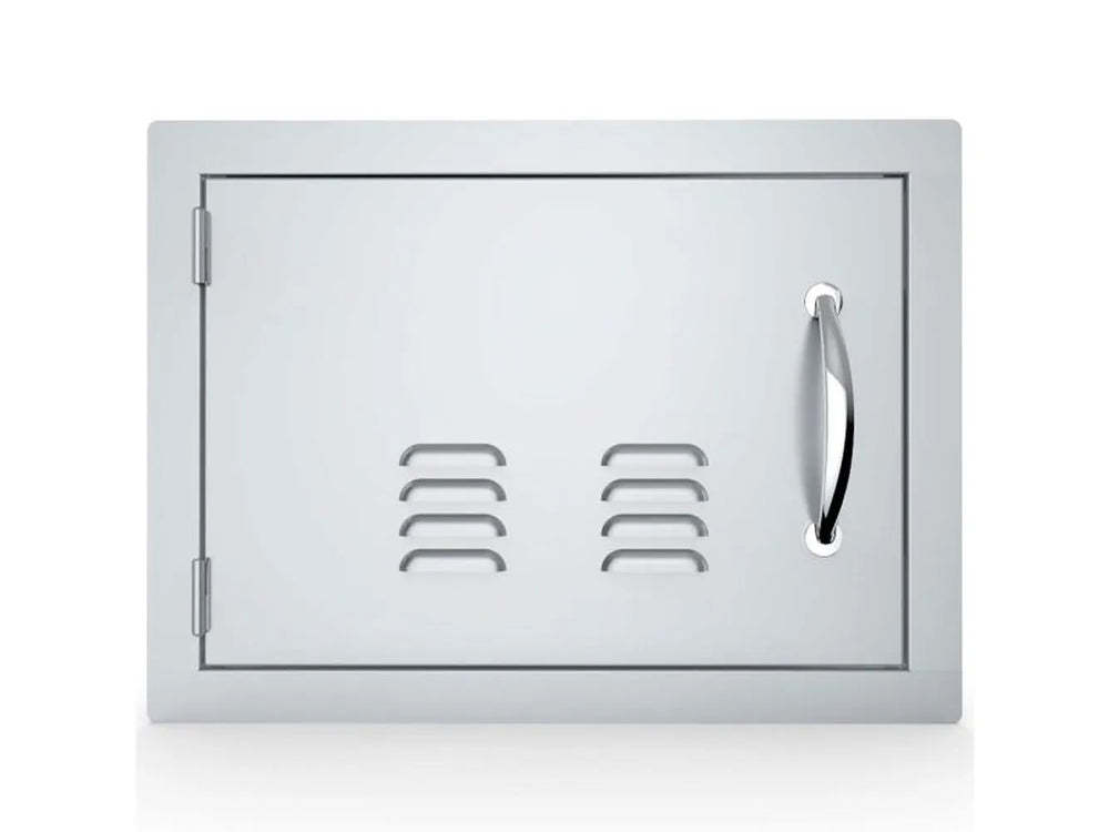 Sunstone A-DH1420-L 14" x 20" vented access door – left swing, 304 stainless steel flush-mount outdoor kitchen utility door with louvered vents.