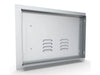 Rear view showing mounting frame and depth of Sunstone A-DH1420-L – 14" x 20" vented 304 SS access door for built-in outdoor kitchen installations.