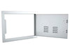 Sunstone A-DH1724-R 17" x 24" vented access door shown open – right-swing 304 stainless outdoor kitchen utility door with louvered vents for airflow.