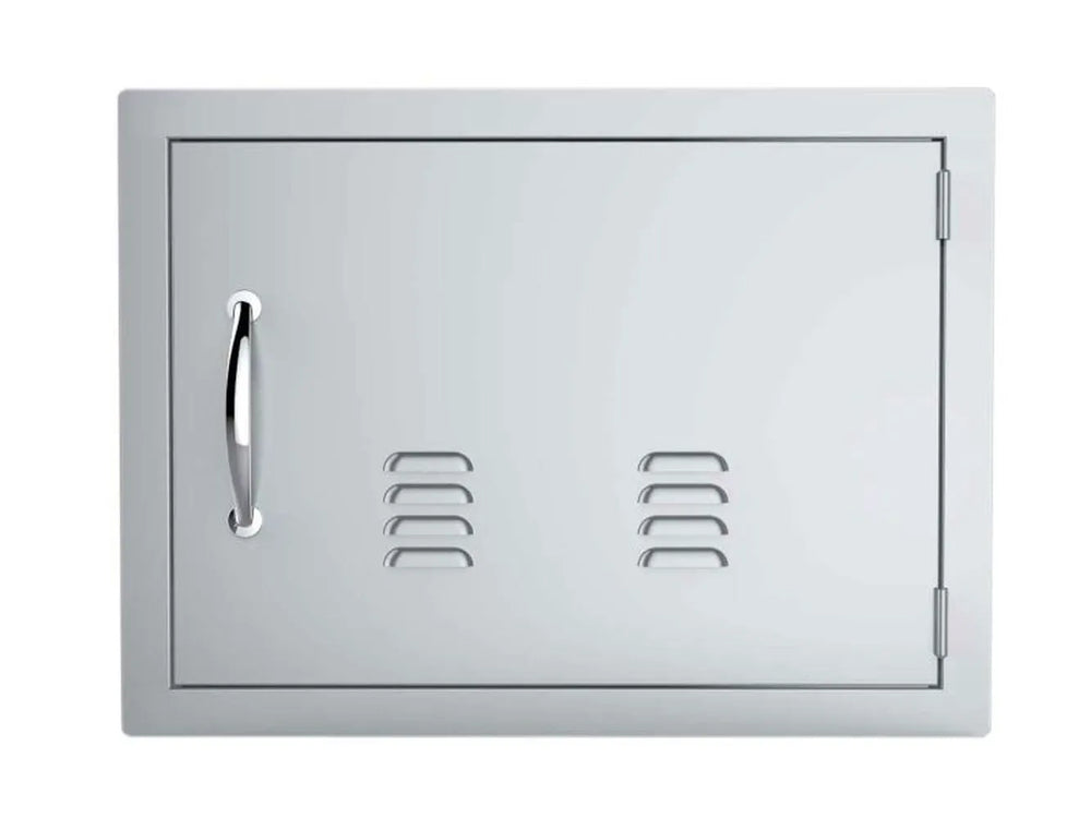 Sunstone A-DH1724-R 17x24 vented access door – right hinge, 304 stainless steel BBQ island service door with sleek handle and ventilation louvers.