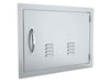 Angled view of Sunstone A-DH1724-R vented 17" x 24" stainless access door – right-swing outdoor kitchen access panel for built-in grill islands.