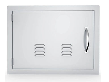 Sunstone A-DH1724-L 17x24 vented access door – left hinge, 304 stainless steel BBQ island service door with sleek handle and ventilation louvers.