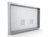 Rear view of Sunstone A-DH1724-L showing mounting frame and depth – 17x24 vented 304 SS access door for outdoor kitchen enclosures and service access.