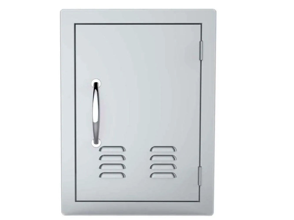 Sunstone A-DV1420 14" x 20" vented access door – right swing, 304 stainless steel outdoor kitchen utility door with louvered vents and vertical handle.