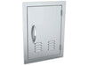 Angled view of Sunstone A-DV1420 vented 14x20 stainless access door – right-hinge outdoor BBQ island service door for airflow and easy access.