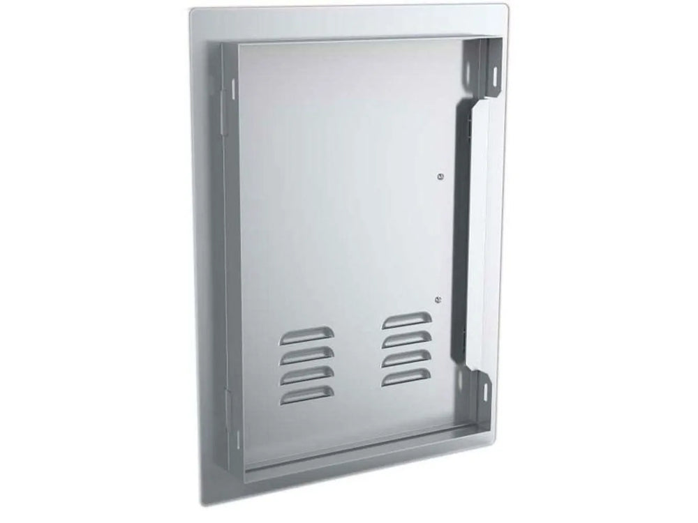 Rear view showing mounting frame and depth of Sunstone A-DV1420 – 14" x 20" vented 304 SS access door for built-in outdoor kitchen installations.