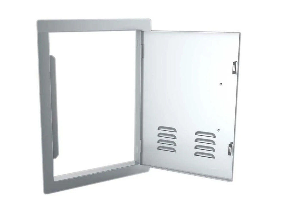 Sunstone A-DV1420 shown open – right-swing vented access door with full service opening for outdoor kitchen components and ventilation.