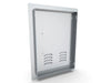Rear view showing mounting frame and depth of Sunstone A-DV1420-L – 14" x 20" vented 304 SS access door for built-in outdoor kitchen installations.