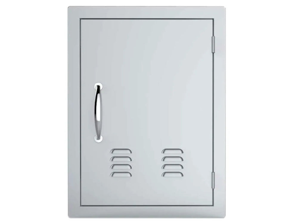 Sunstone A-DV1724 17" x 24" vented access door – right-swing 304 stainless outdoor kitchen service door with louvered vents and ergonomic handle.