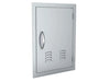 Angled view of Sunstone A-DV1724 vented 17x24 stainless steel access door – right hinge outdoor BBQ island utility door for clean built-in installations.