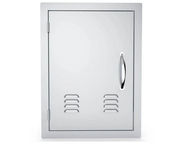 Sunstone A-DV1724-L 17" x 24" vented access door – left-hinge 304 stainless steel outdoor kitchen utility door with vented panel and curved handle.