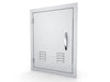 Angled view of Sunstone A-DV1724-L left-swing vented 17x24 access door – 304 SS BBQ island access panel for clean built-in installations.